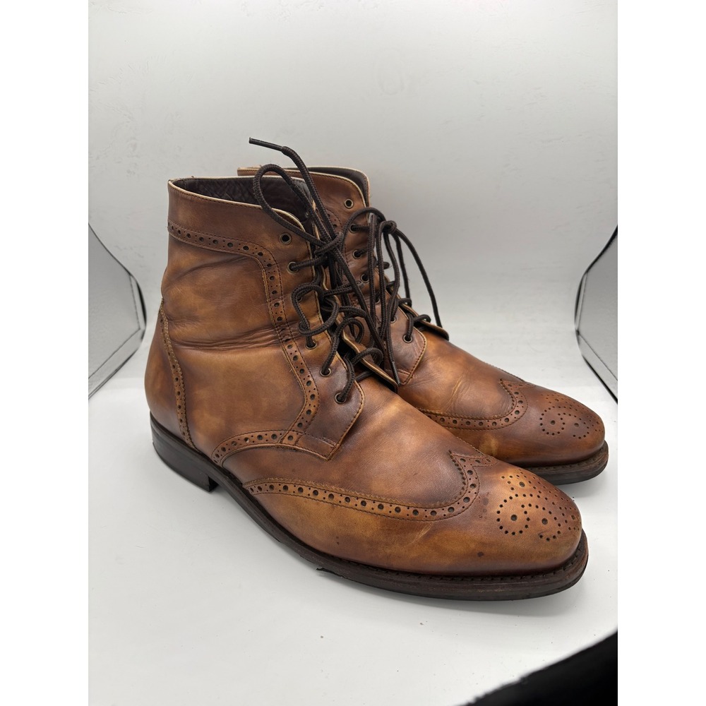 Thursday Boot Company Wingtip Boots Cognac Leather Brogue Lace Up Mens EE Wide